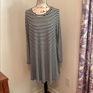 Jodifl Striped Long Sleeve Dress (Black & White)